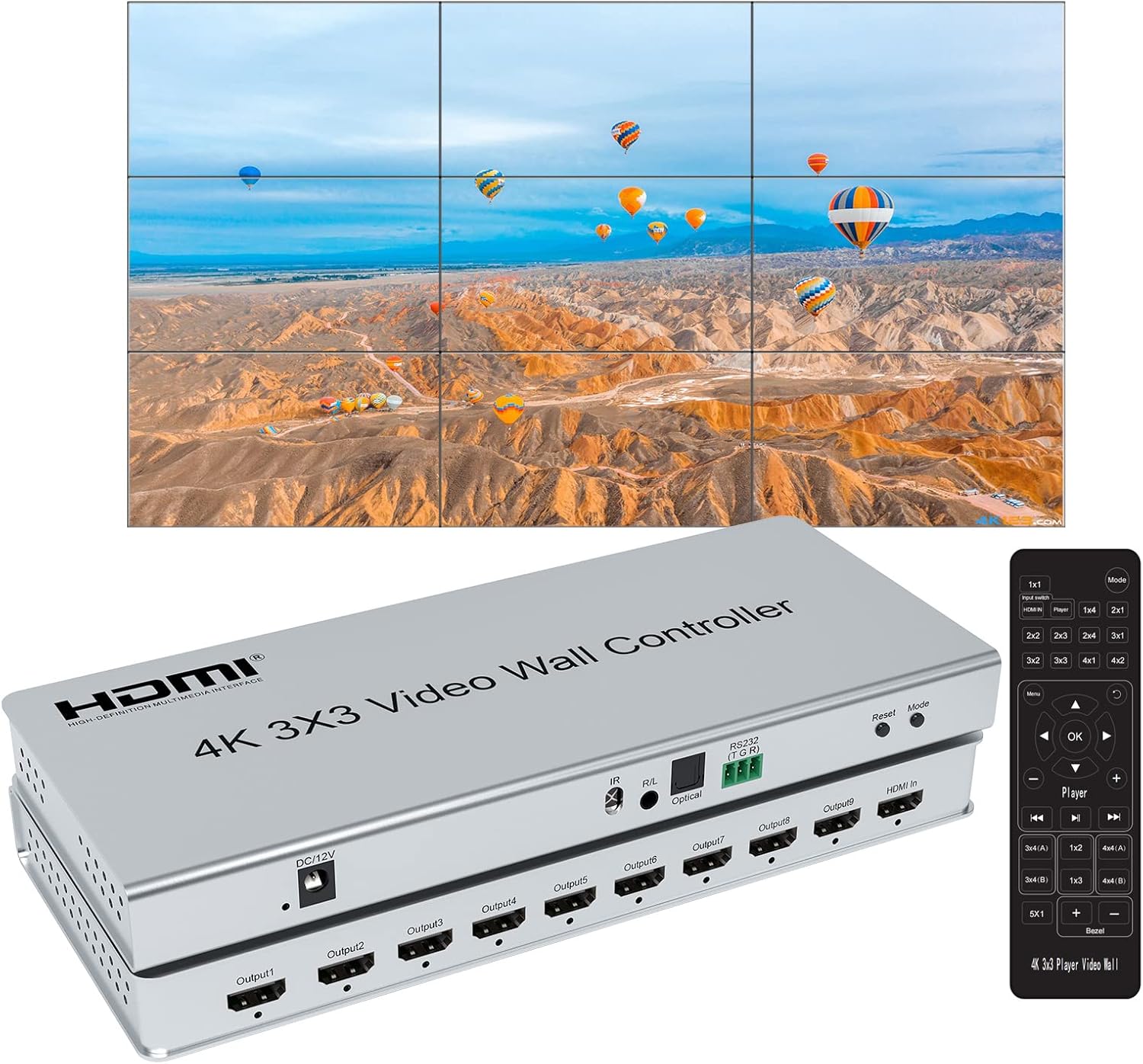 Home Cinema Projector Screen - 4K 3x3 HDMI Video Wall Controller