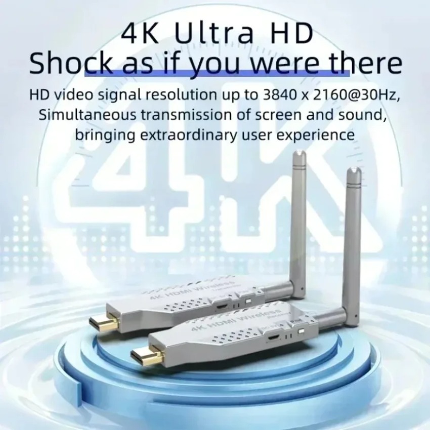 Home Cinema Projector Screen - 4K Wireless HDMI Extender Transmitter Receiver