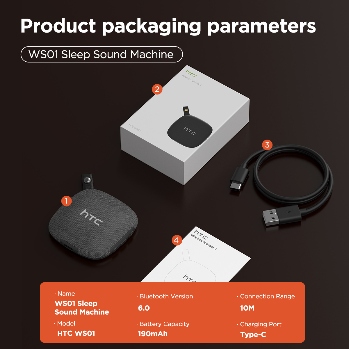 Soundbar Bluetooth Home - HTC WS01 Speaker Sleeping Aid Wireless