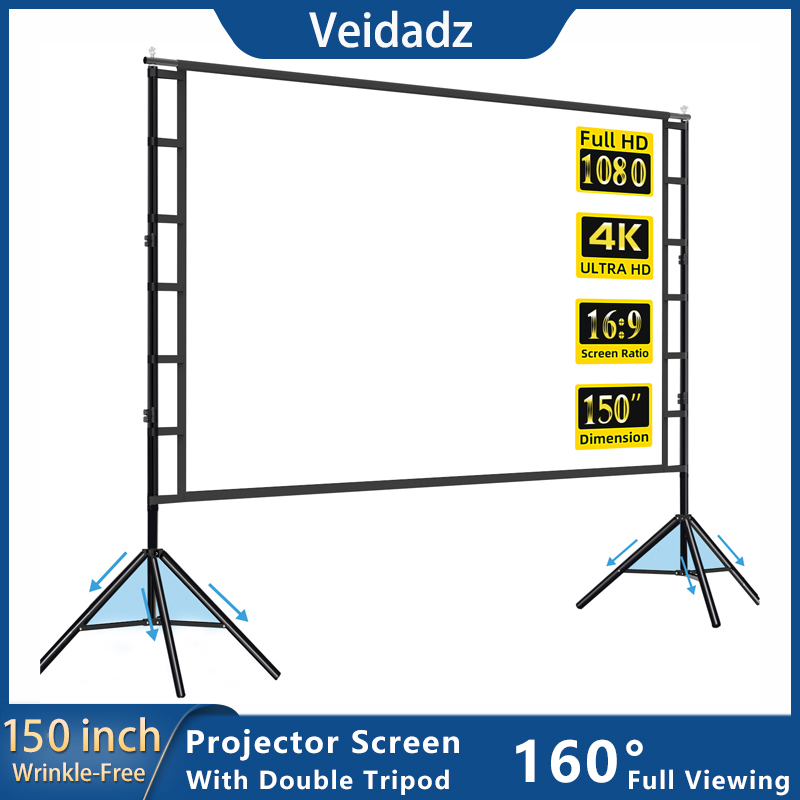 Home Cinema Projector Screen - VEIDADZ Projector Screen With Stand White