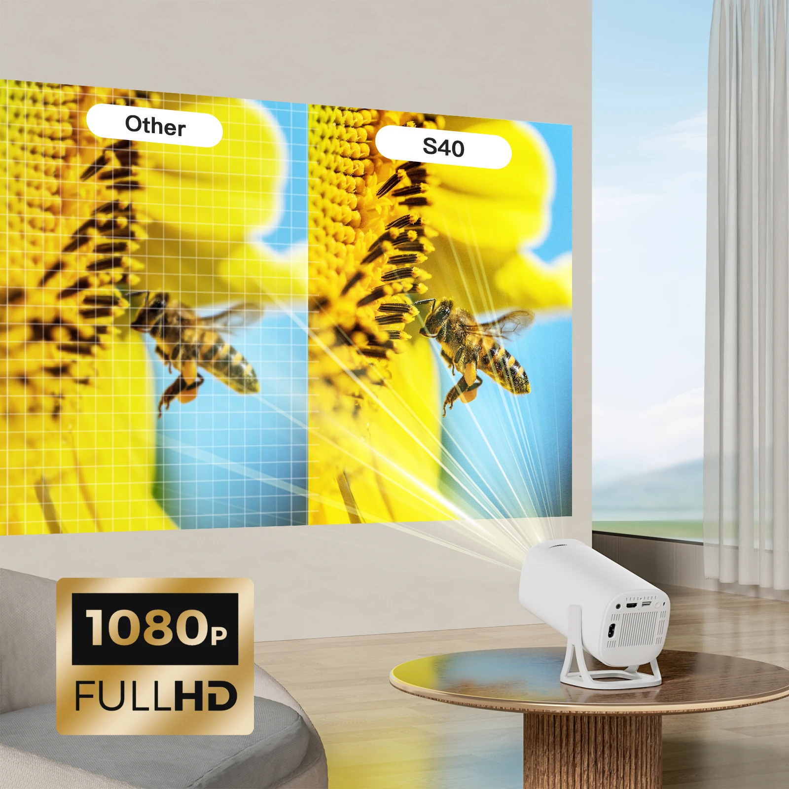 Home Cinema Projector Screen - FOCABO S40 Home Ultra-Hd Projector Connected
