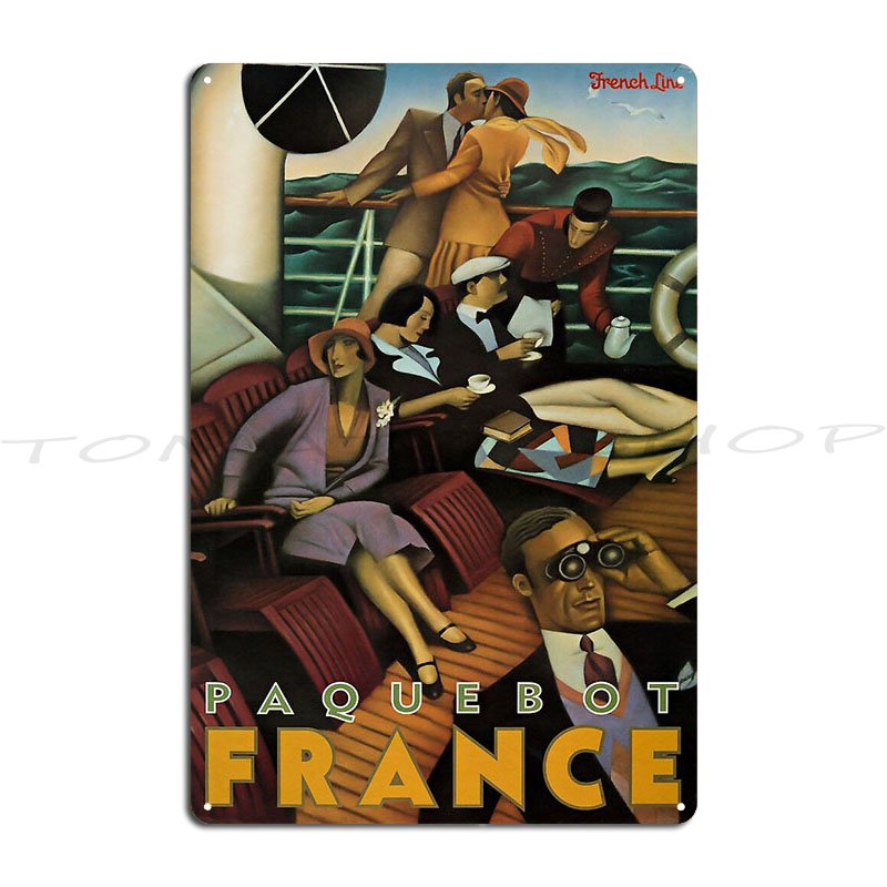 Home Cinema France - Paquebot France Retro Poster Metal Plaque