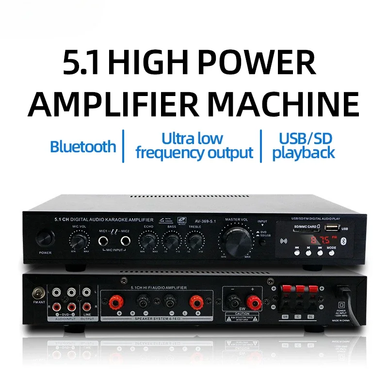 Home Cinema Beamer - AV-369BT Bluetooth 5.1 Sound Speaker AMP,Stereo