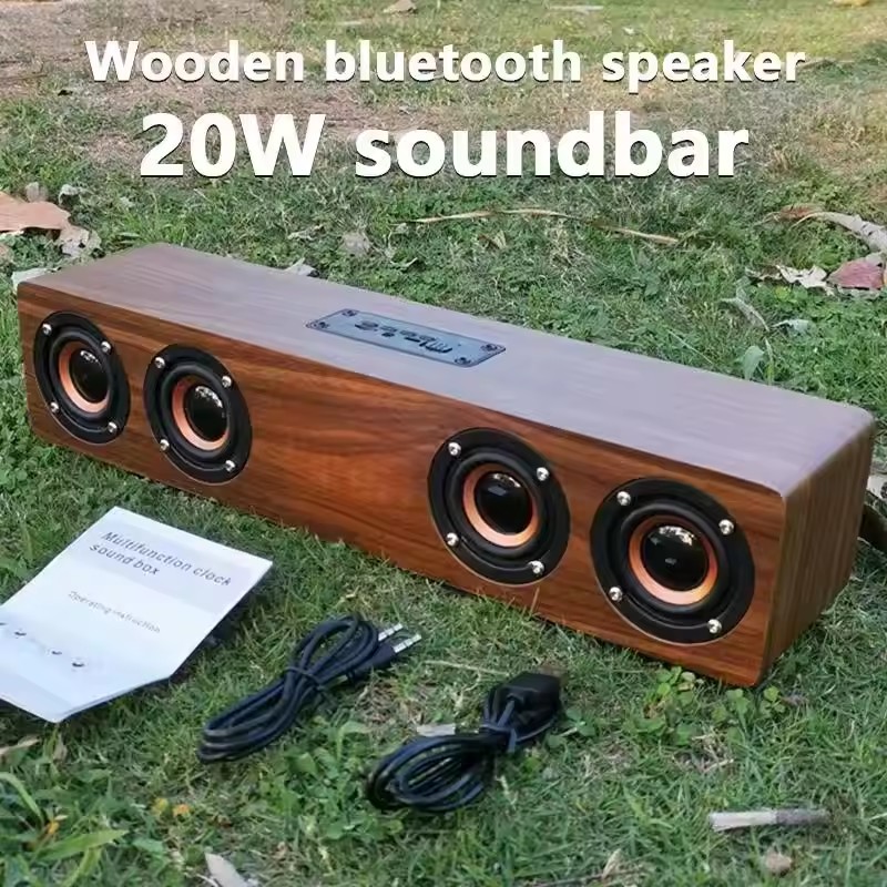 W8C 12W Wooden Bluetooth Speak - Soundbar Bluetooth Home 评论和价格