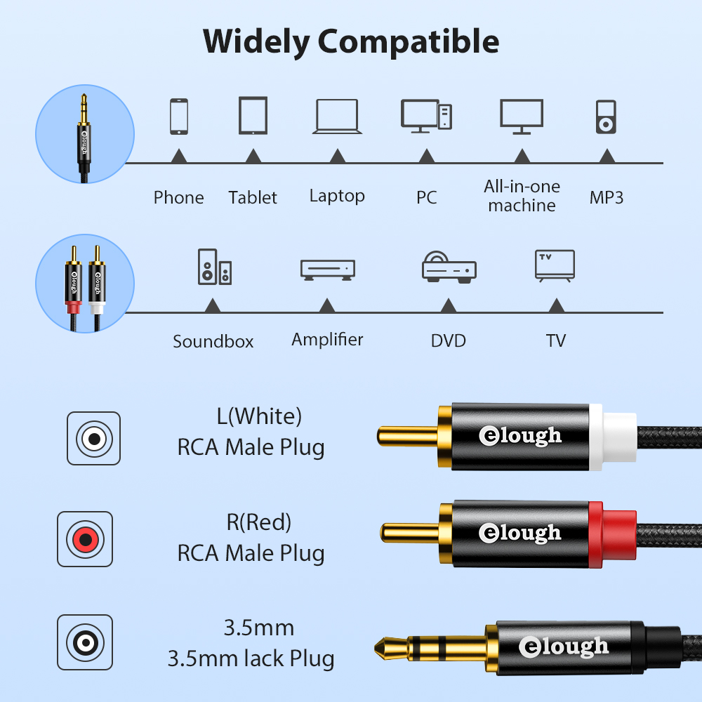 Elough RCA Cable AUX RCA Speak - Home Cinema App 评论和价格