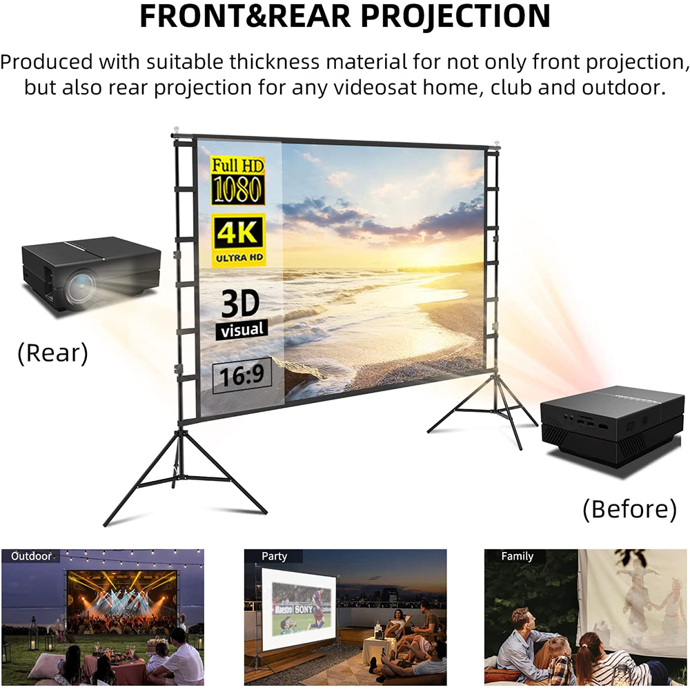 VEIDADZ Projector Screen With  - Home Cinema Projector Screen 评论和价格