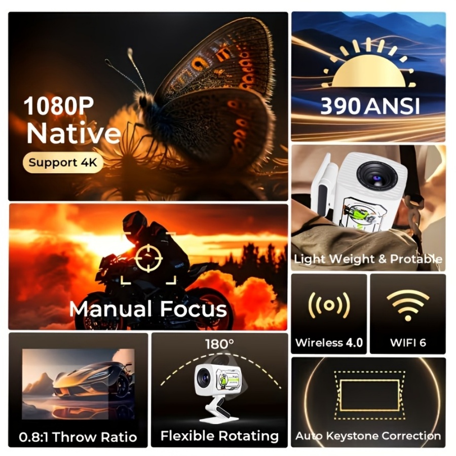 2026 New 1080P Projector Porta - Home Cinema Projector Screen 评论和价格
